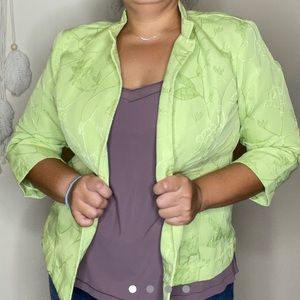 Christopher & Banks jacquard green blazer jacket